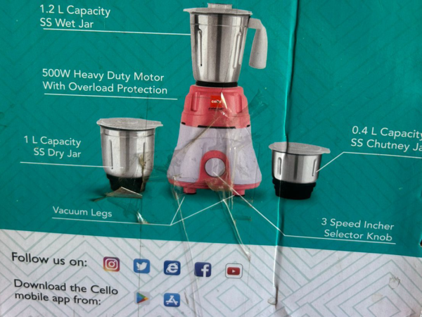 Cello Mixer Grinder - 3 Jar - Image 2